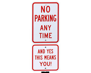 Supplemental no parking any time signs