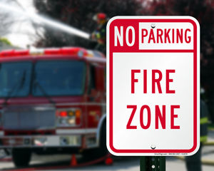 No parking fire zone sign