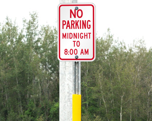 No Parking Midnight Sign