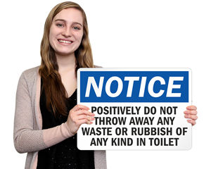 No Waste In Toilet Signs