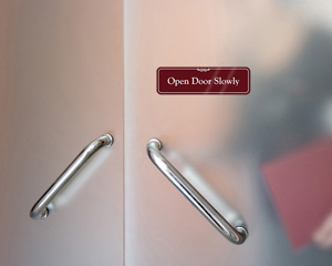 Showcase Open Door Slowly Sign