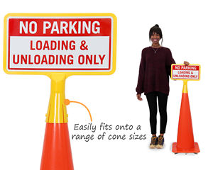 Parking cone top signs