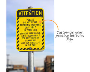 Parking lot rules sign