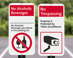 Parking lot security signs