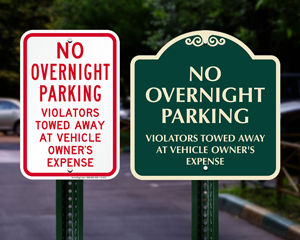 No overnight parking signs