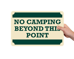 Pine Crest No Camping Sign