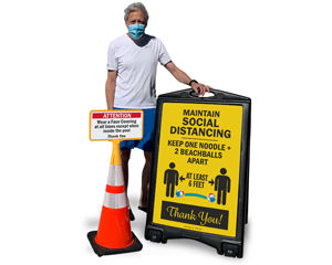 Pool social distancing signs