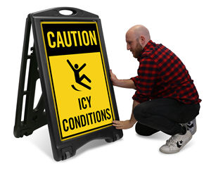 Portable Signs Icy Parking Lots