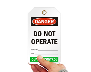 Do Not Operate Label