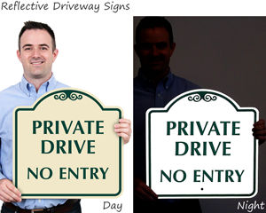 Reflective driveway signs