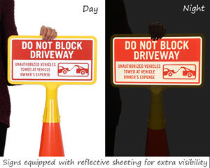 Reflective parking cone sign