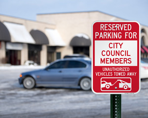 Reserved Parking for City Council Sign