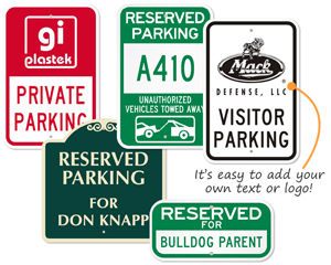 Reserved parking sign templates