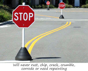Rubber base for traffic signs