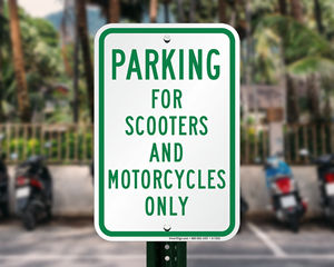 Scooter and motorcycle parking sign