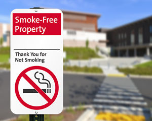 Smoke free property sign for parking lot