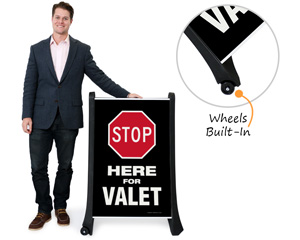 Stop here for valet parking sign