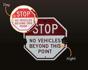 Stop here signs