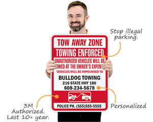 tow away zone sign