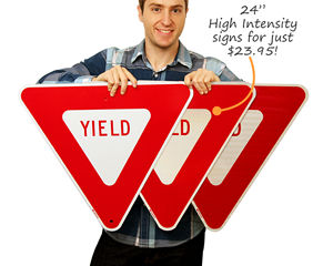 Yield Traffic Signs in Day