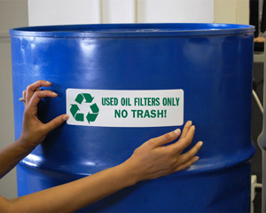 Used Oil Filters Only No Trash Recycle Label