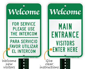 Visitor welcome signs