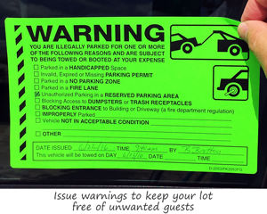 Warning illegally parked sticker