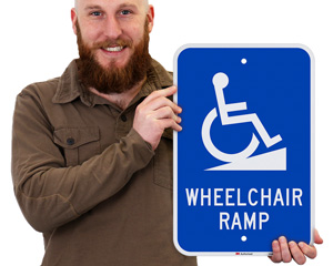 Wheelchair ramp sign