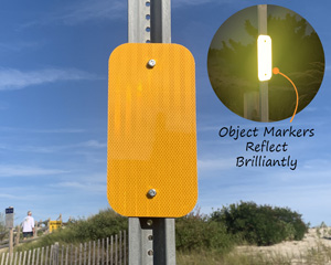 Yellow object marker for roads