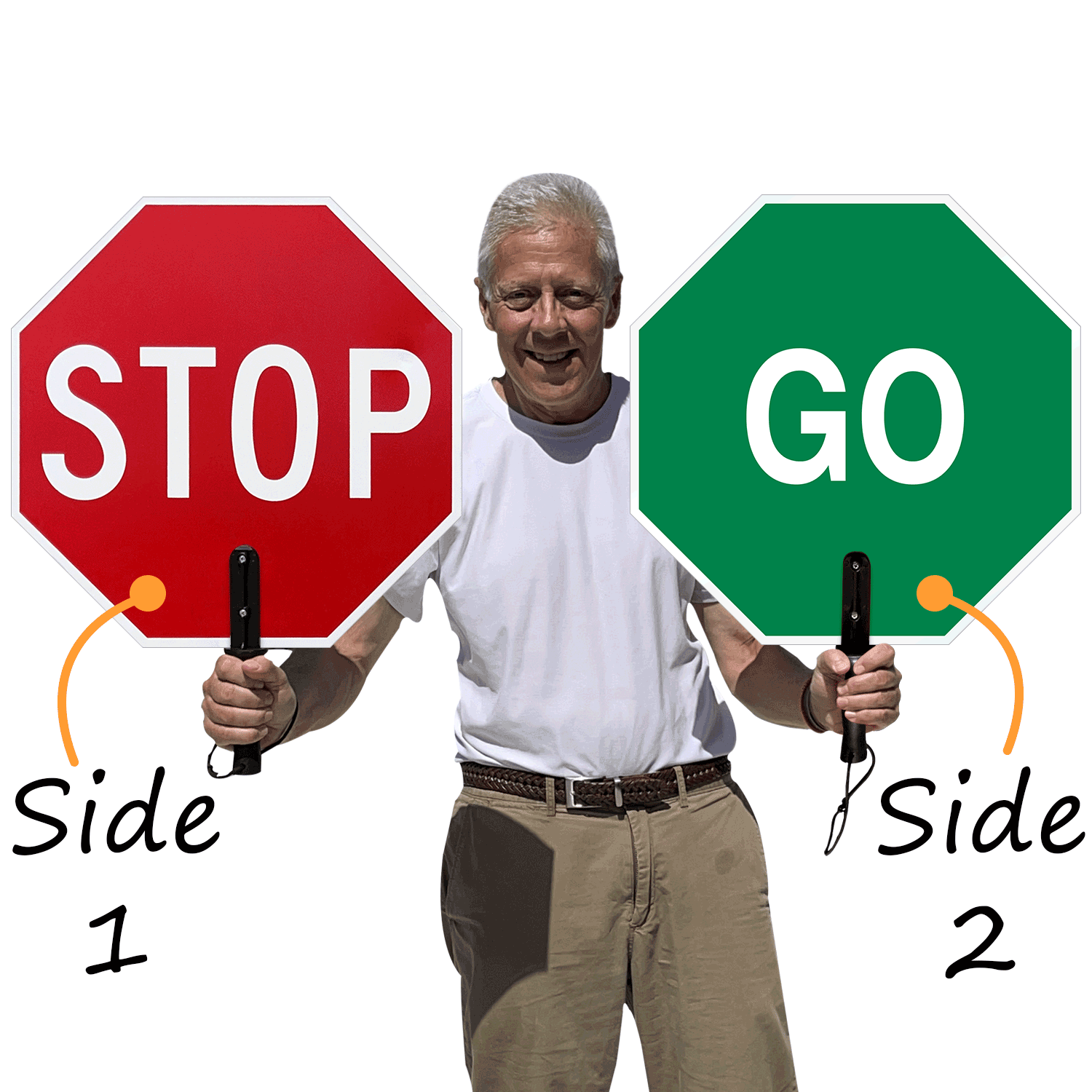 Handheld Stop Signs: Stop Go Sign with Handle, SKU: K-2197H