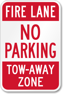 No Parking Fire Lane Sign Tow Away