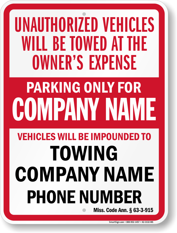 Official State Tow Away Signs Ship Free from MyParkingSign