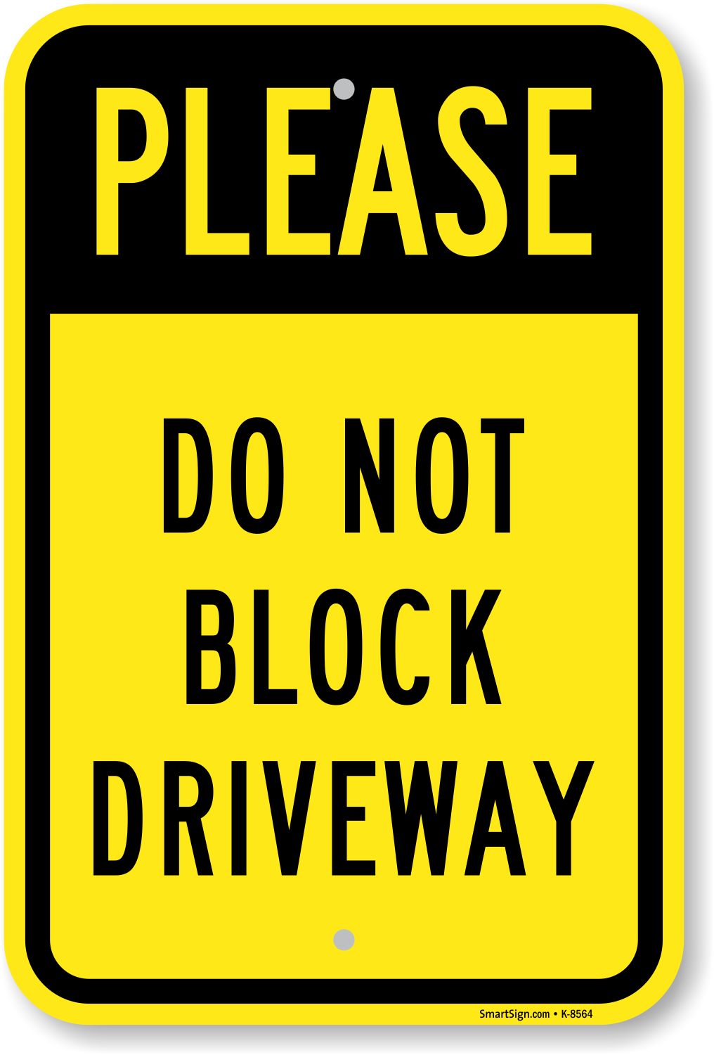 Cartello Alluminio 20x30 Cm – "Please Do Not Block Driveway" – Antiruggine Per Cancello, Strada E Ingresso – Facile Da Installare