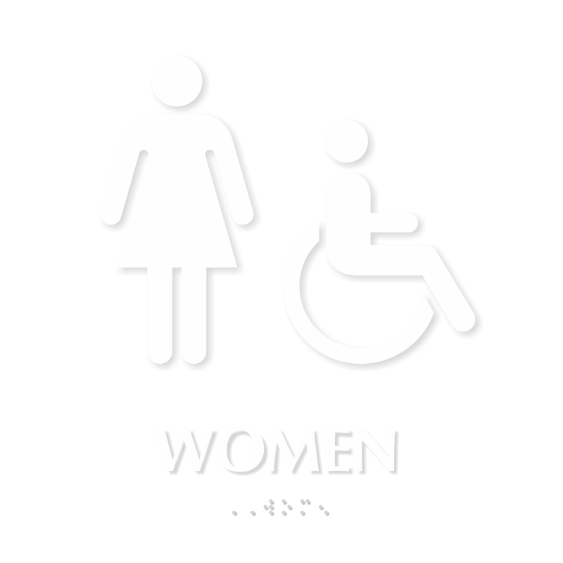 Braille Women Restroom Sign With Female Accessible Pictos