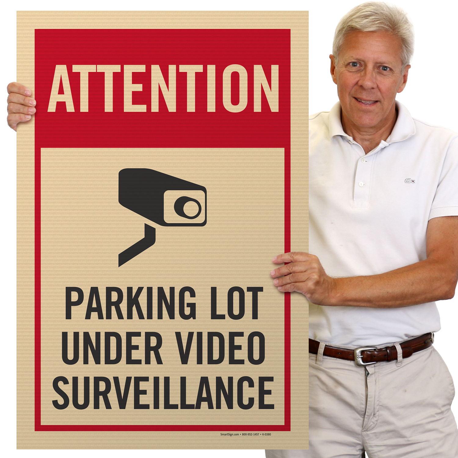 Parking Lot Under Surveillance Sidewalk Sign