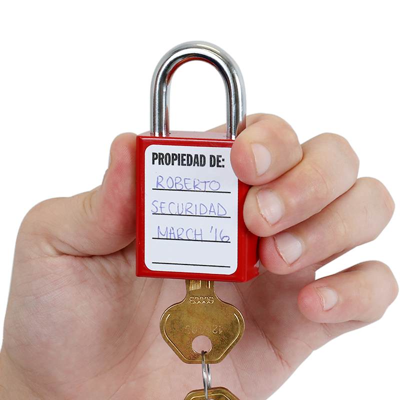 Spanish Peligro Cerrado Padlock Label, SKU LB2868