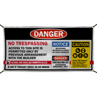 Danger No Trespassing Construction Site Safety Banner