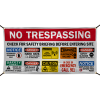 No Trespassing Check Safety Briefing On Jobsite Banner
