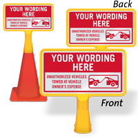 Custom Unauthorized Vehicles ConeBoss Sign