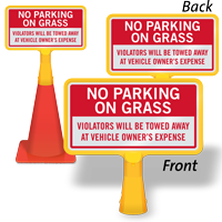No Parking On Grass ConeBoss Sign