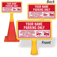 Parking Only Add Your Name Custom ConeBoss Sign