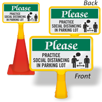 Please: Practice Social Distancing in Parking Lot FloorBoss Sign