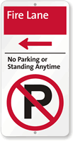 Fire Lane No Parking Anytime Sign with Symbol