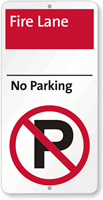 Premium Fire Lane No Parking Sign with Symbol
