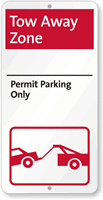 Tow Away Zone Permit Parking Only Sign