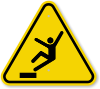 ISO Drop Fall Hazard Symbol Warning Sign