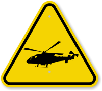 ISO Helicopter Landing Area Symbol Warning Sign