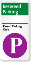 Reserved Parking Permit Parking Only Sign with Arrow