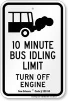 State Idle Sign for Louisiana, 10 Minute Limit