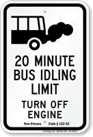 State Idle Sign for Louisiana, 20 Minute Limit